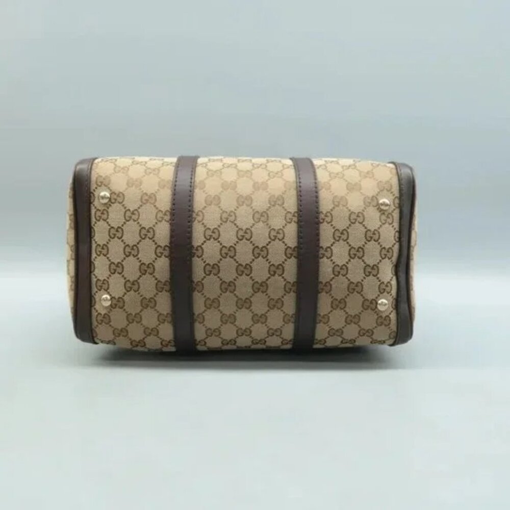 100% Authentic GUCCI Boston Brown GG Cloth Satchel 586-092624 - Picture 5 of 12
